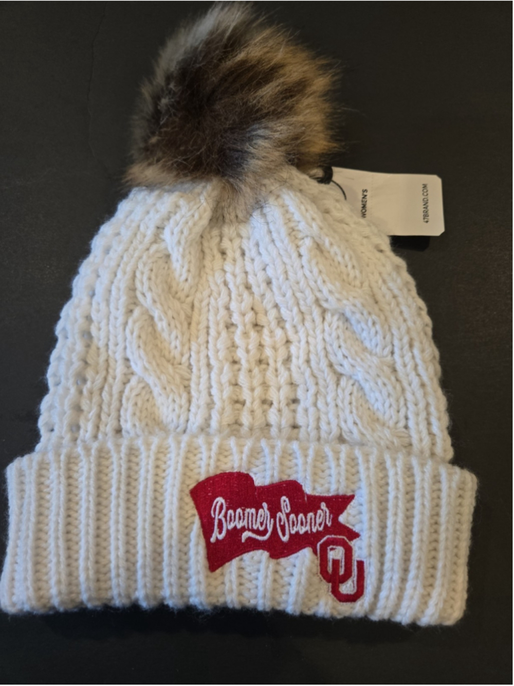 47 Brand Knit Beanie Hat Pom Pom OU University Of Oklahkma NWT OSFM (O63) - Picture 1 of 3